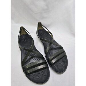 Crocs Isabella Strappy Jelly Sandals Womens 8 Black Slip On
